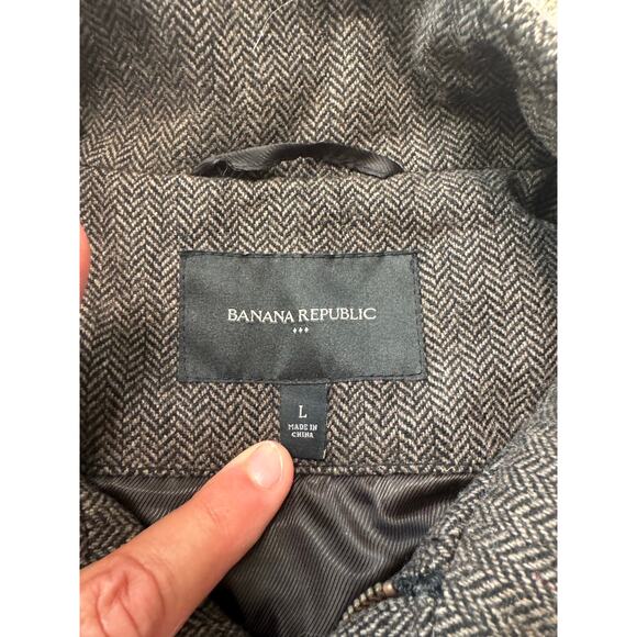 BANANA REPUBLIC Wool Tweed Men's Jacket/blazer/coat, size LG, gray/brown Shacket - Picture 3 of 13